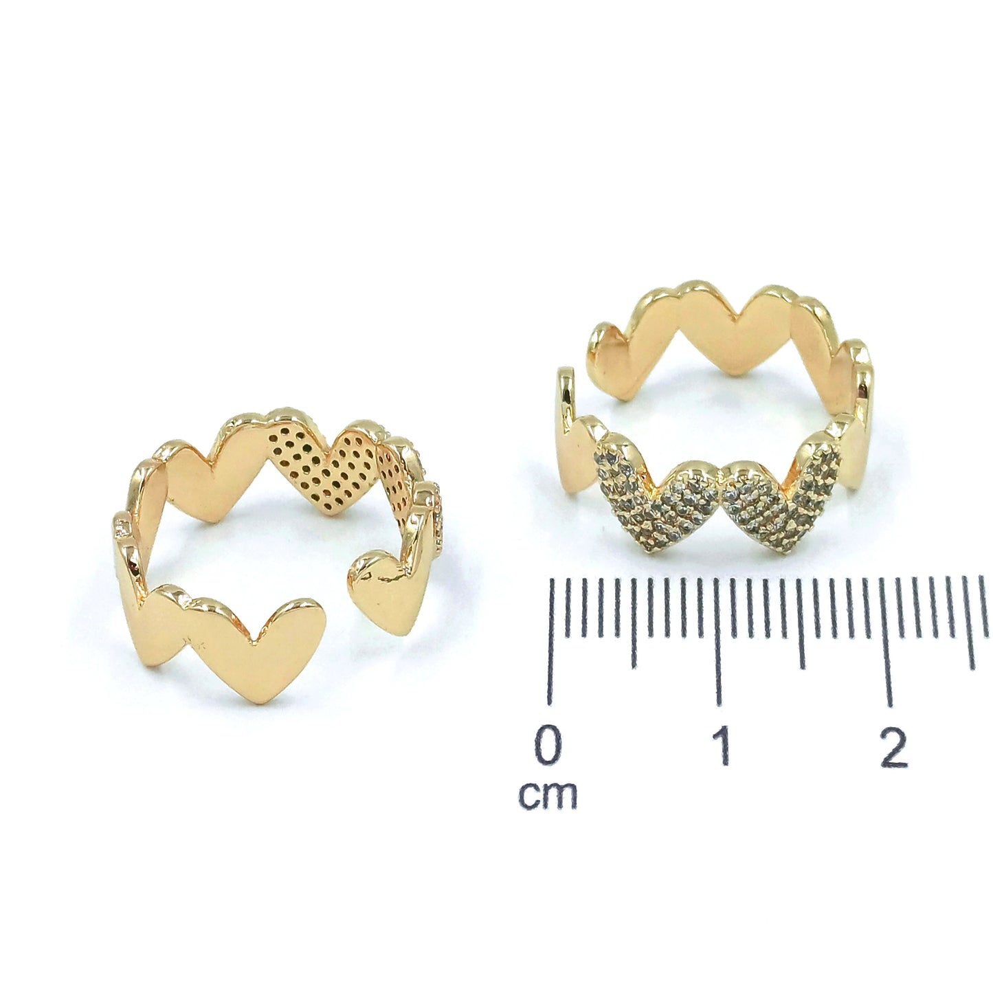 Anillo corazones micro zircón