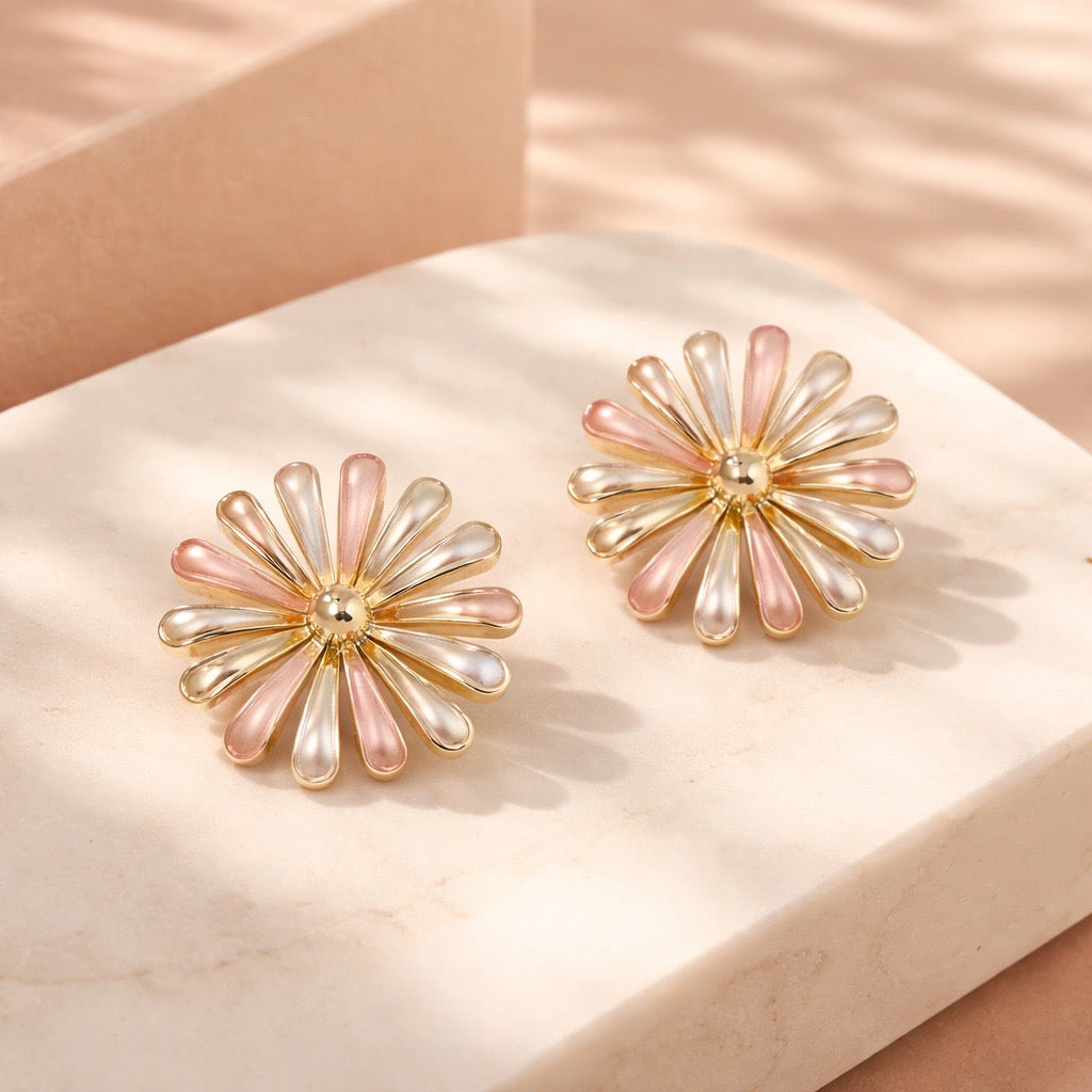 Arete flor esmaltada