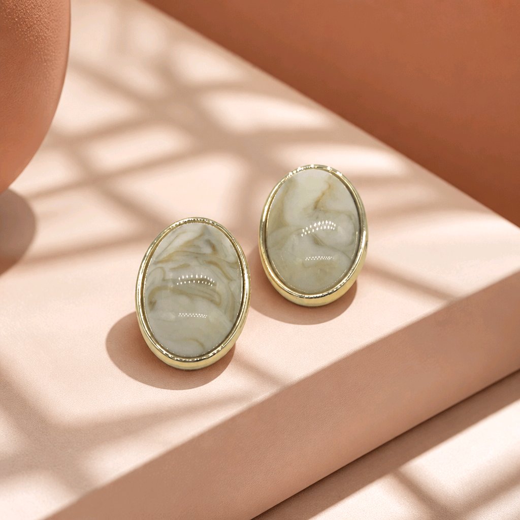 Arete óvalo beige