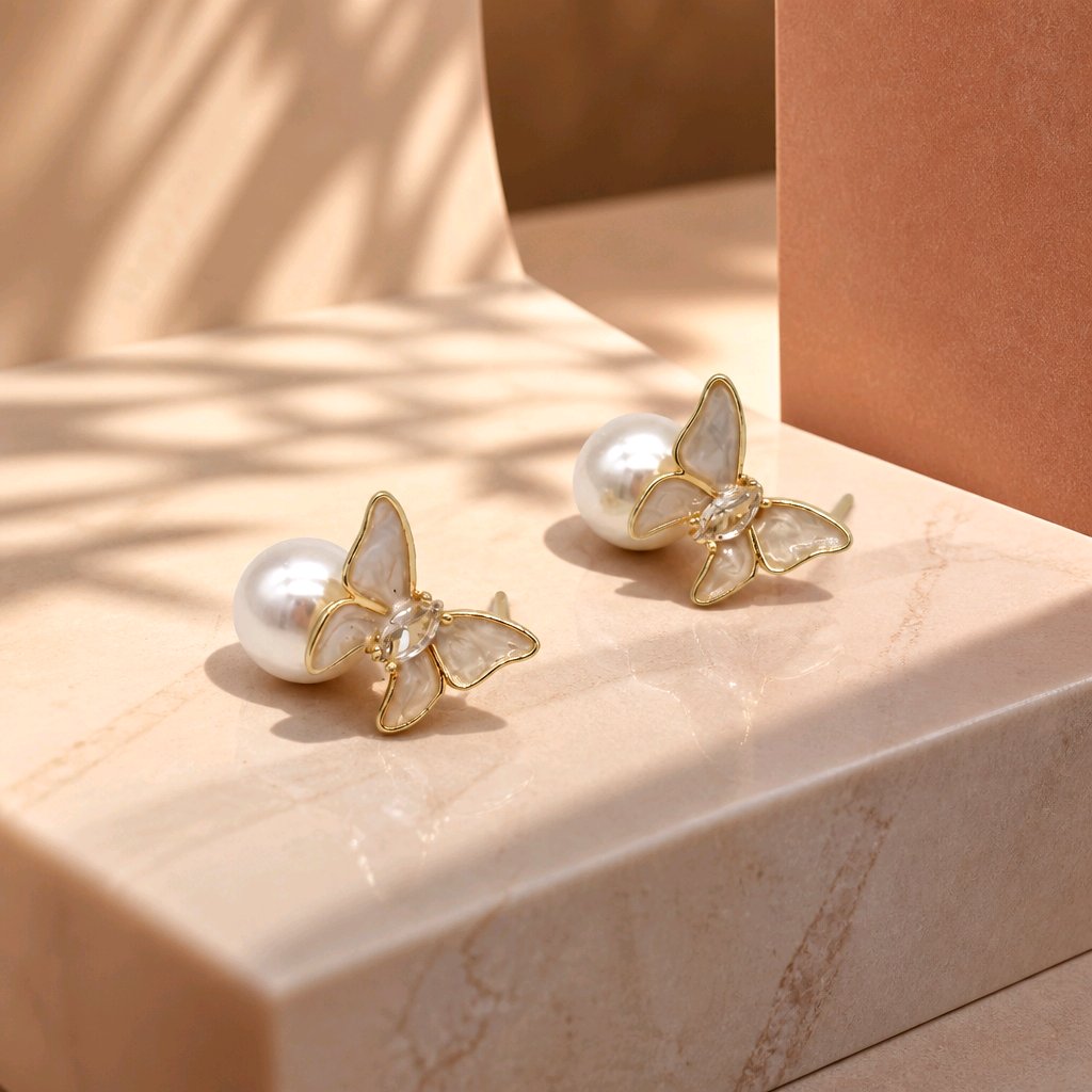 Arete mariposa perla