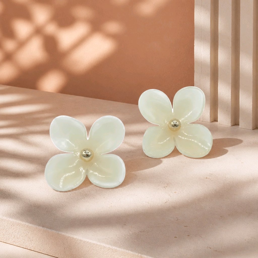 Arete flor beige