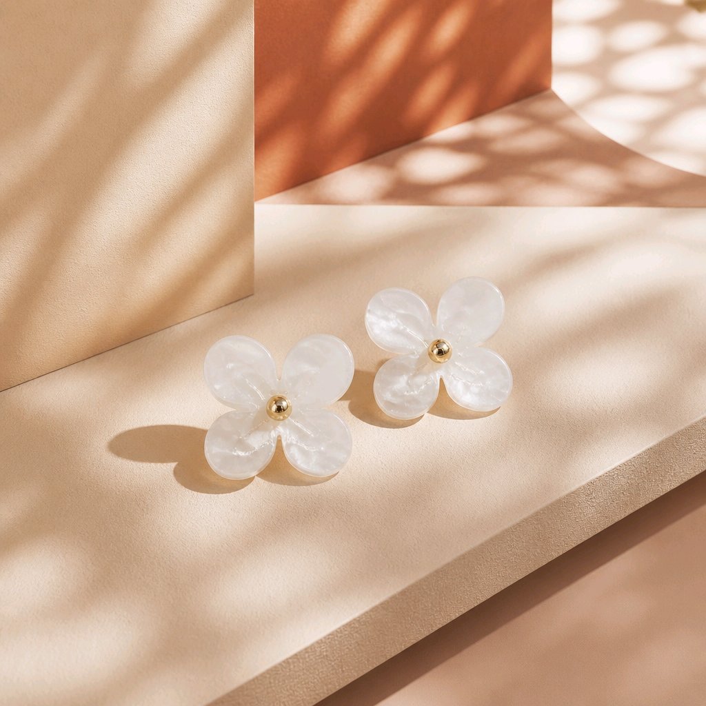 Arete flor blanca