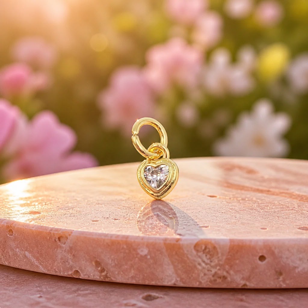 Dije mini corazón cristal