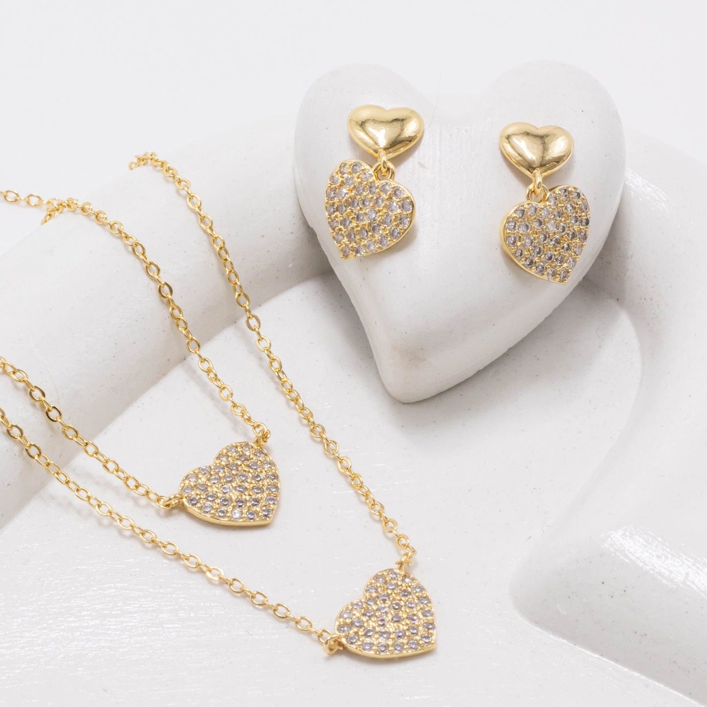 Duo doble corazon microzircones