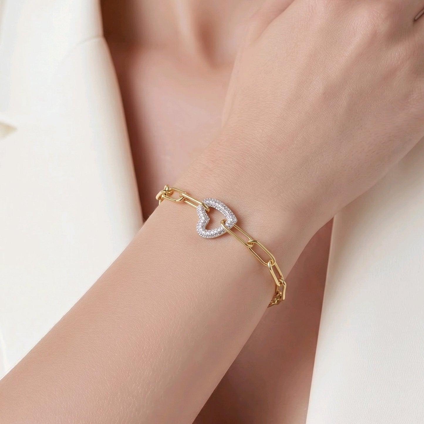 Pulsera corazón 2 oros