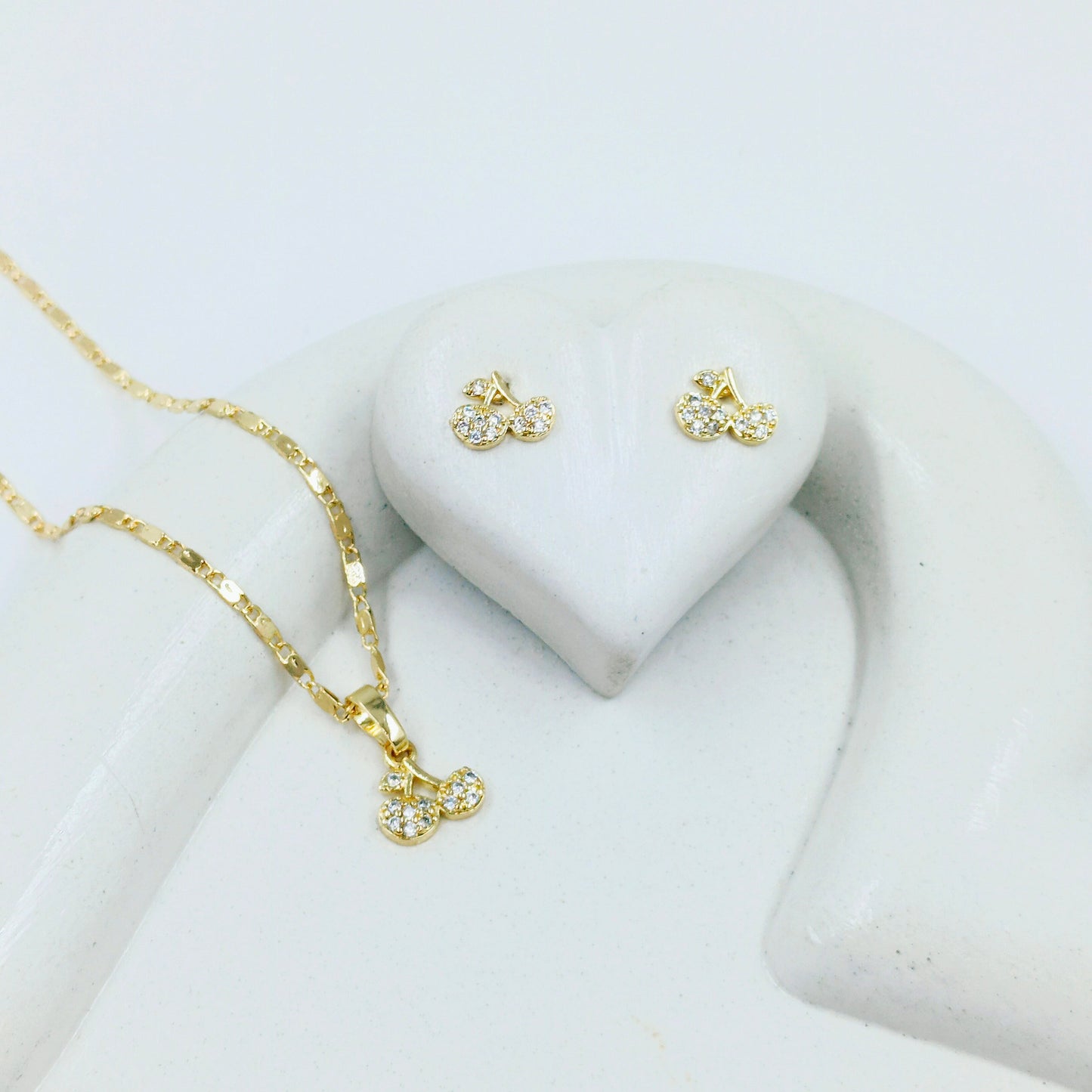 Collar rodio cerezas
