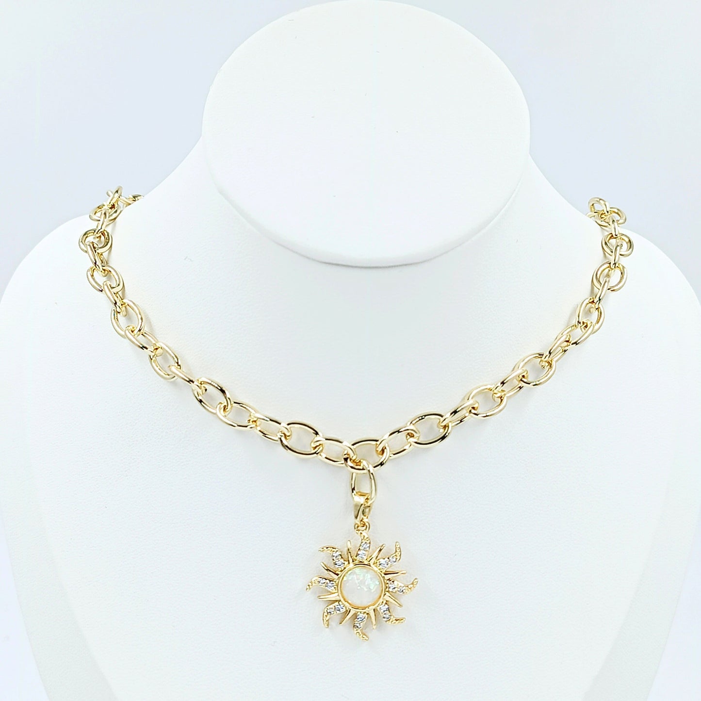 Collar rodio eslabones Virgen G.