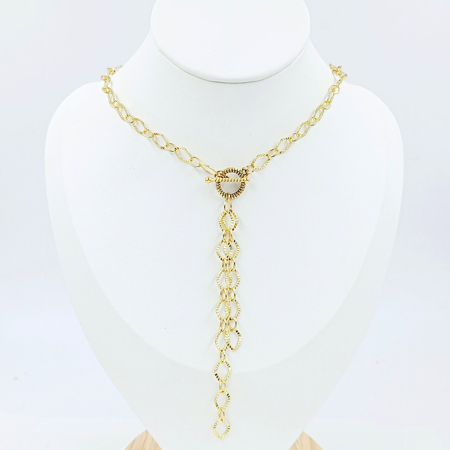 Collar rodio cadena tooggle