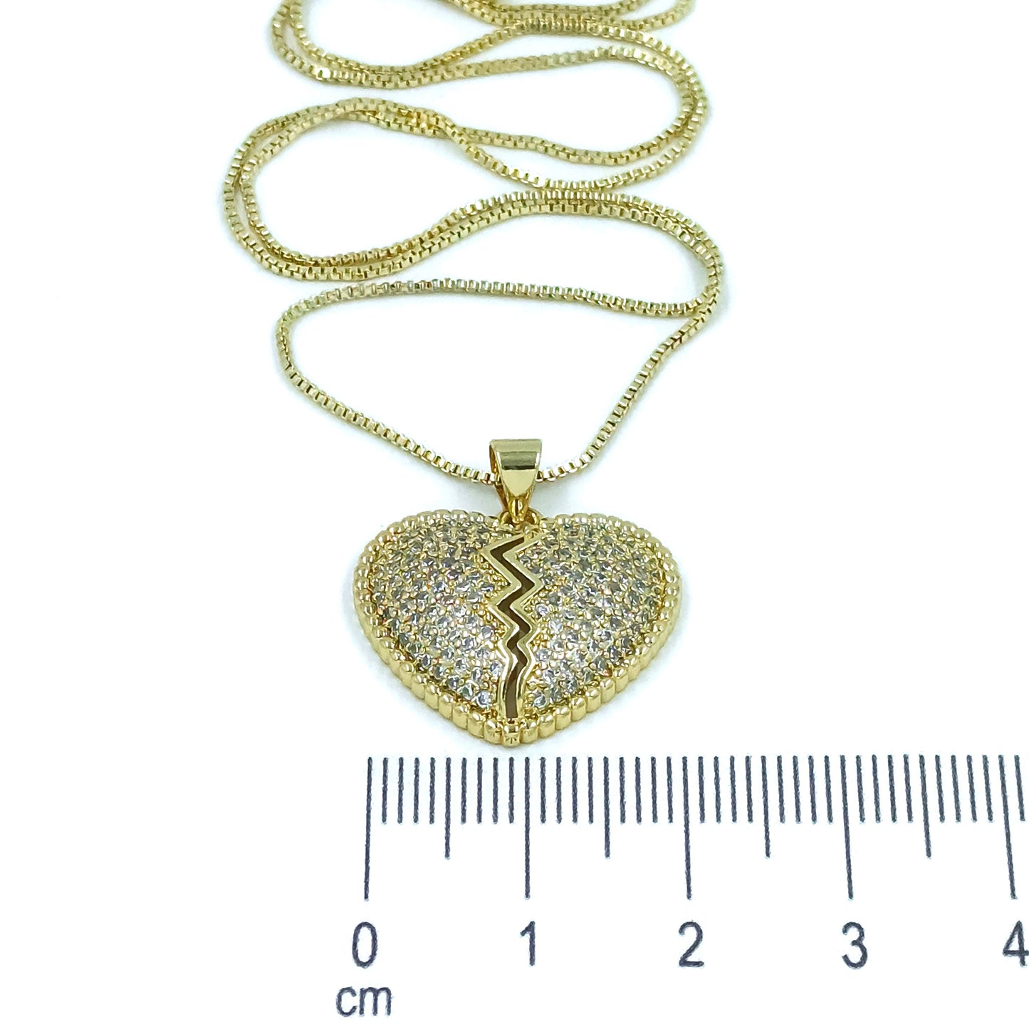 Collar rodio corazon partido