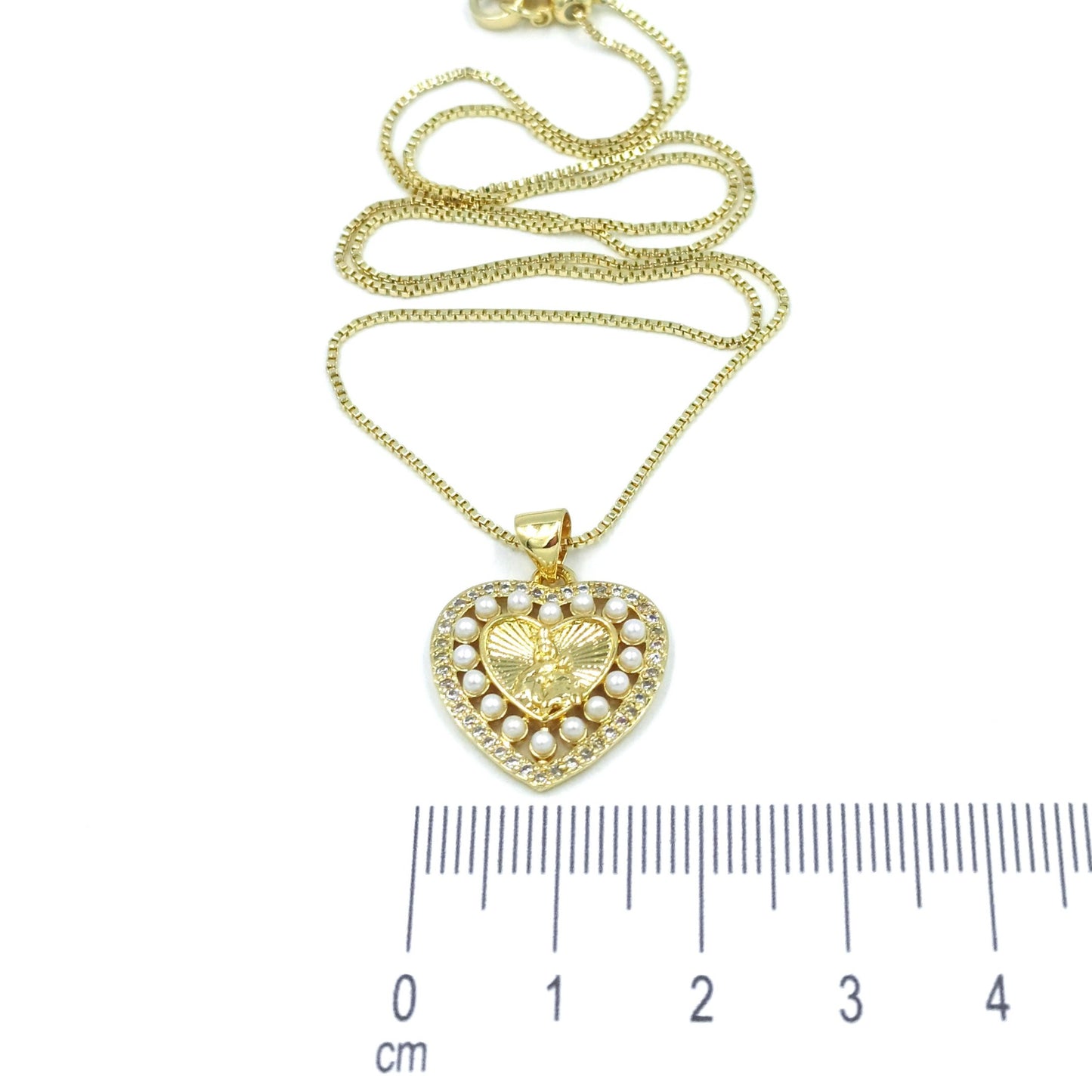 Collar rodio corazon perla