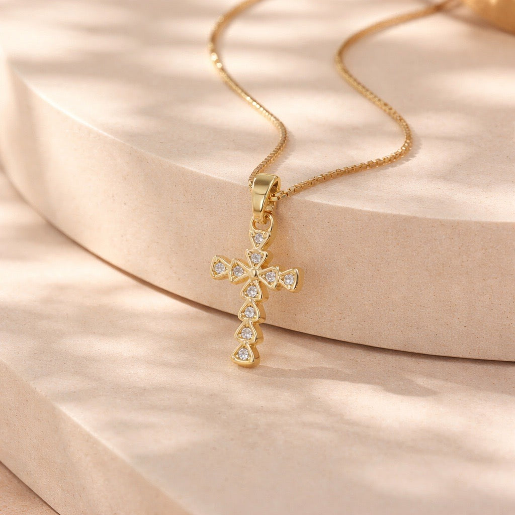 Collar rodio cruz