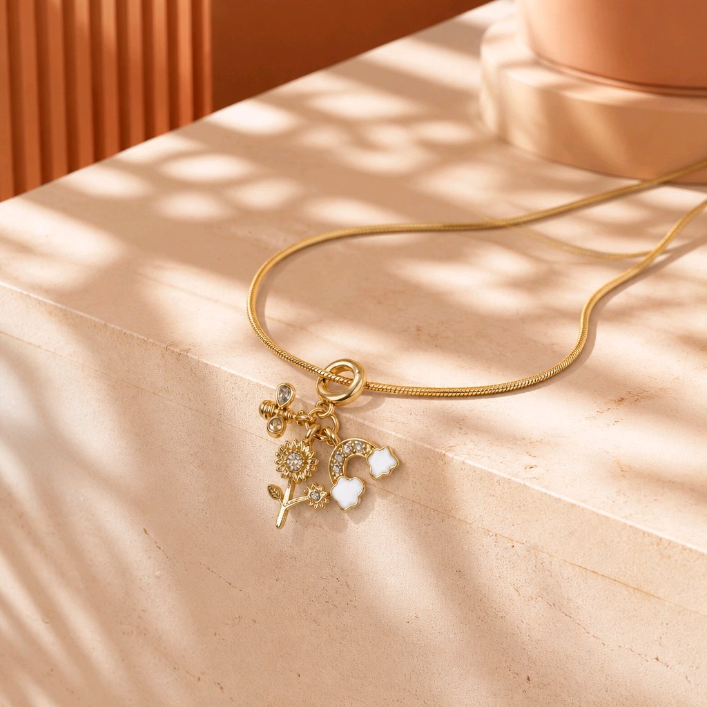 Collar rodio dijes primavera