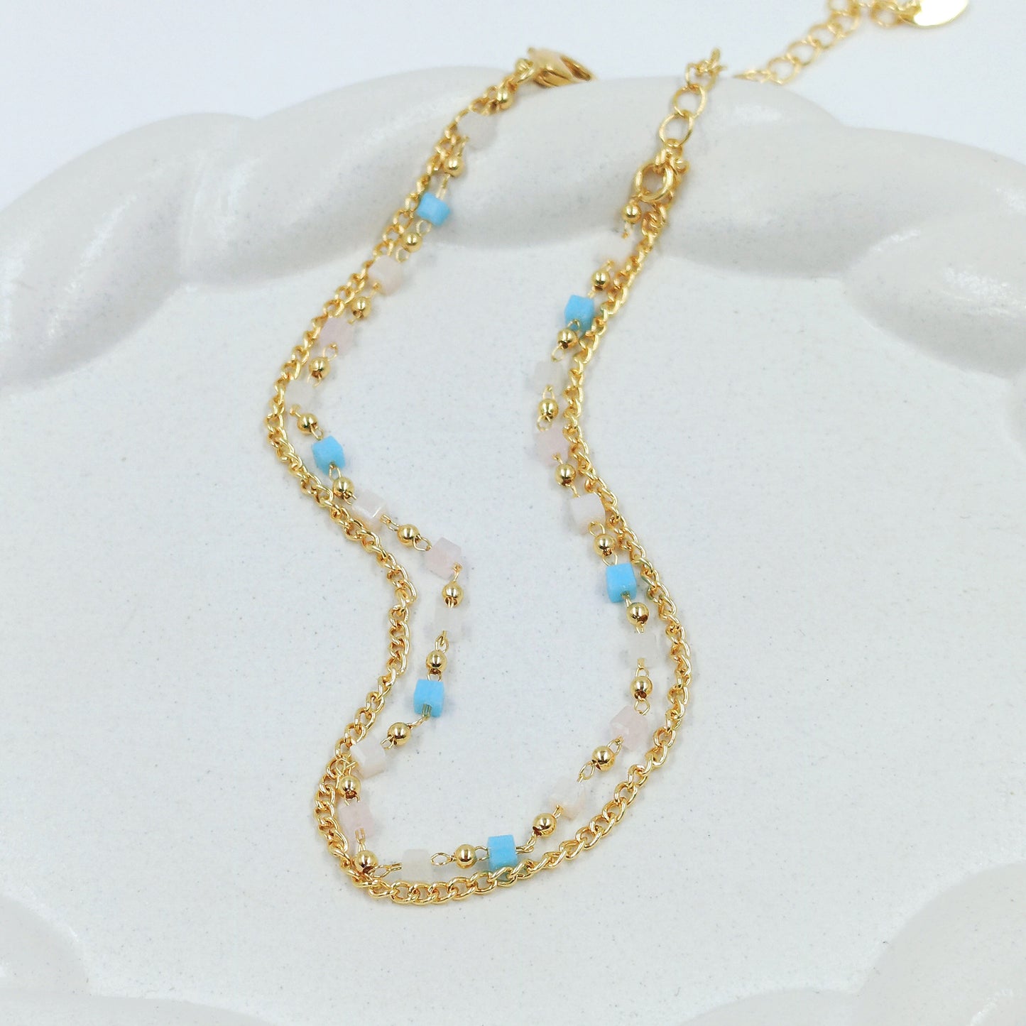 Tobillera doble pastel