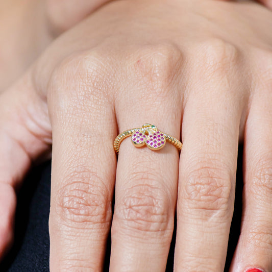 Anillo cereza micrizircones Amulí