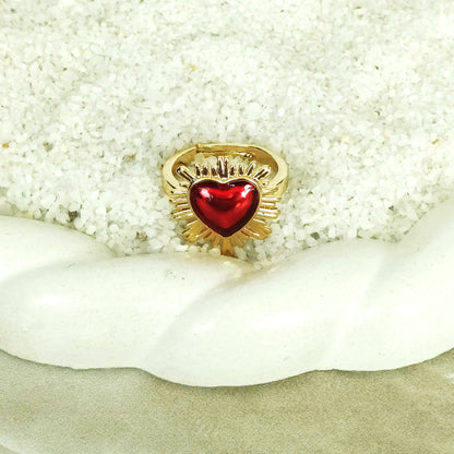 Anillo corazón rojo