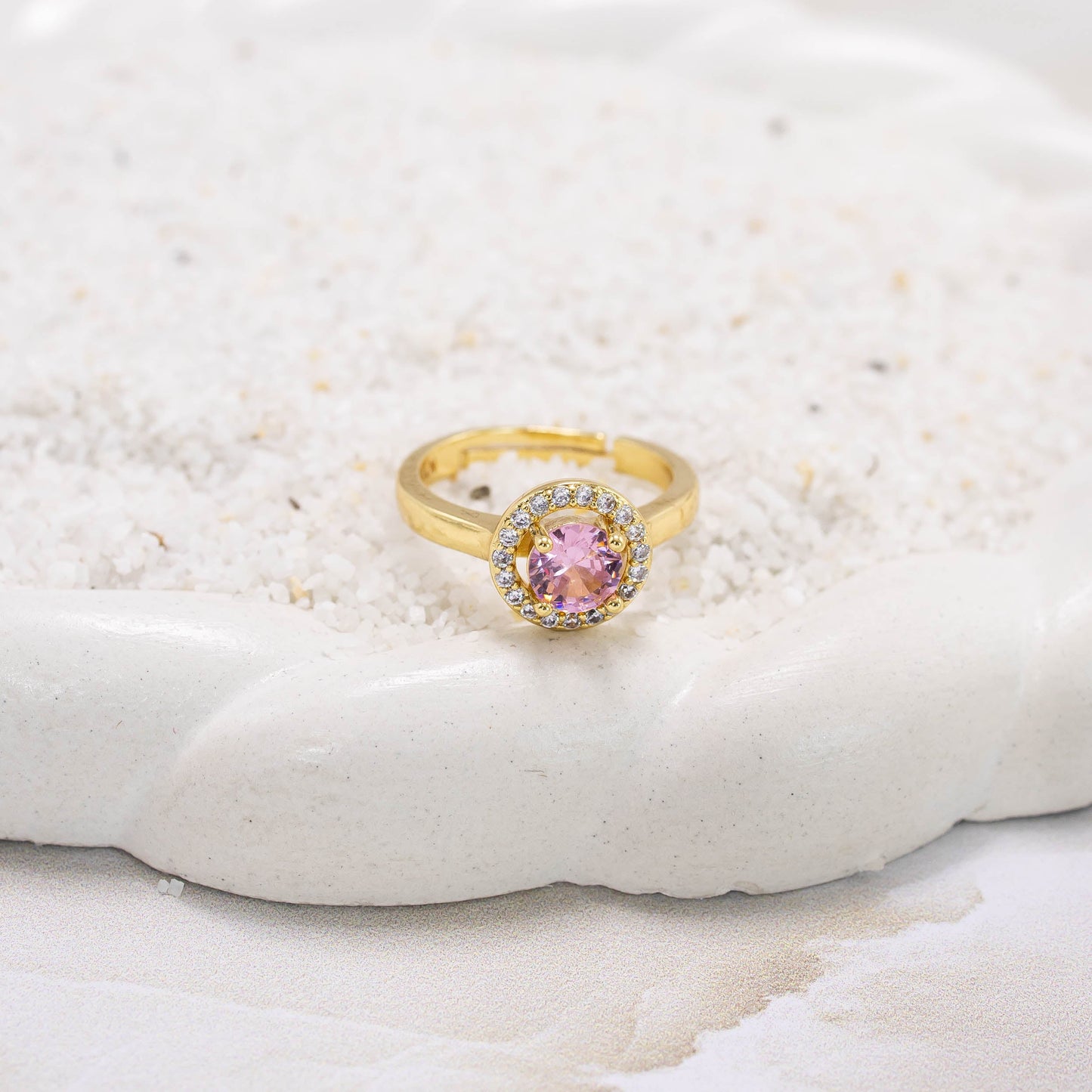 Anillo aro zircón rosa