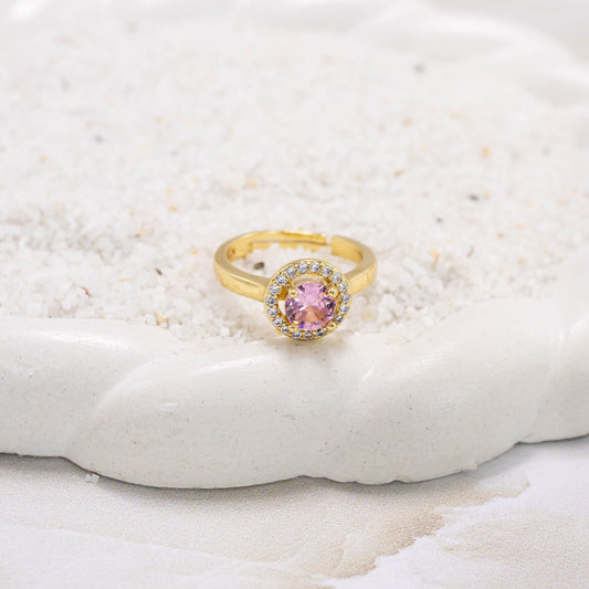 Anillo aro zircón rosa