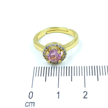 Anillo aro zircón rosa