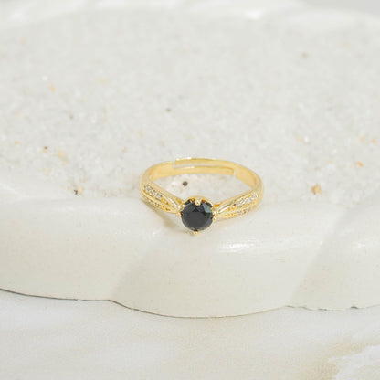 Anillo argolla zircón negro