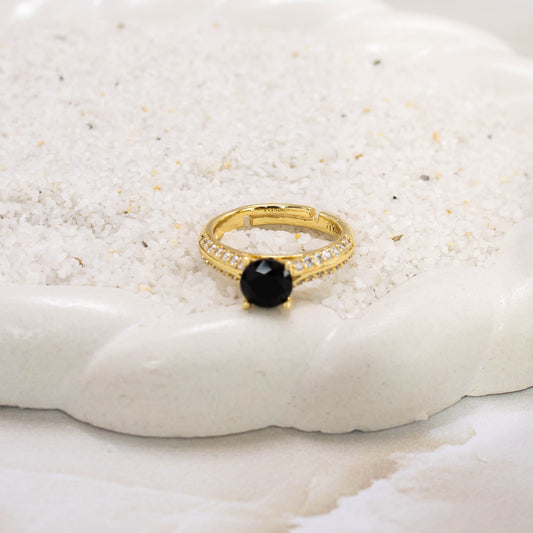 Anillo argolla zircón negro