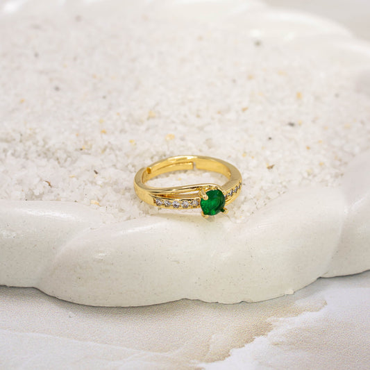 Anillo argolla zircón esmeralda