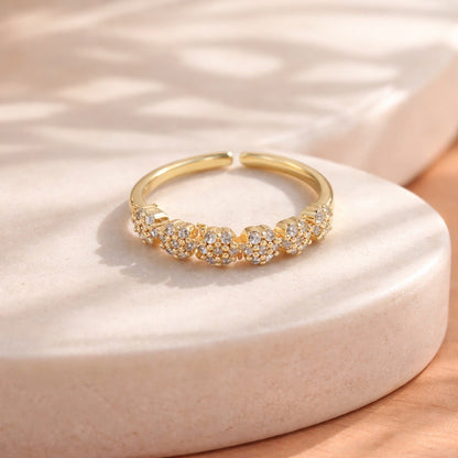 Anillo flores micro zircón