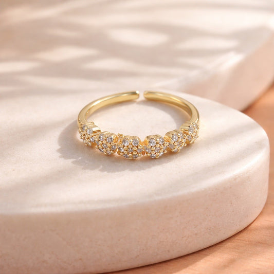Anillo flores micro zircón