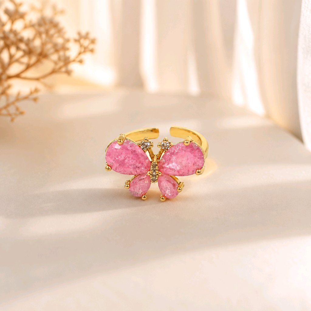 Anillo mariposa rosa