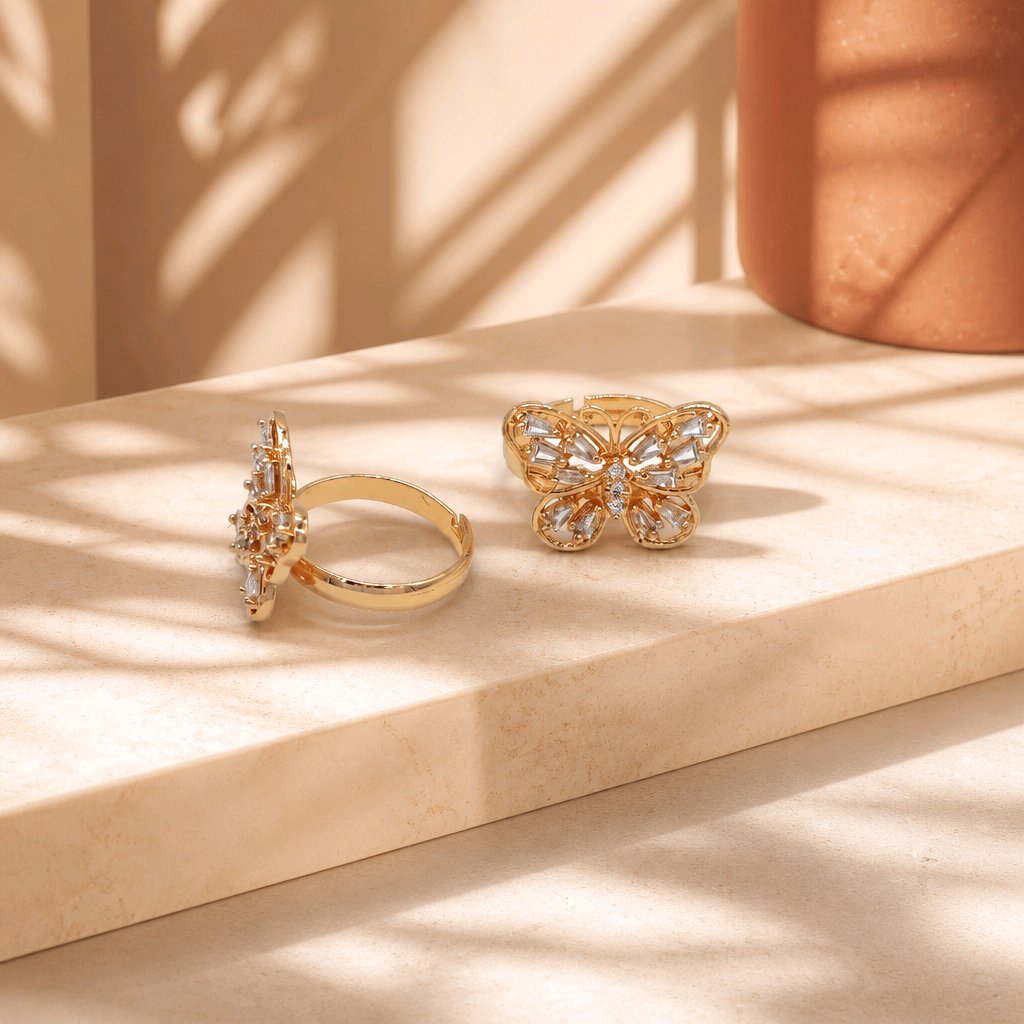 Anillo mariposa baguette
