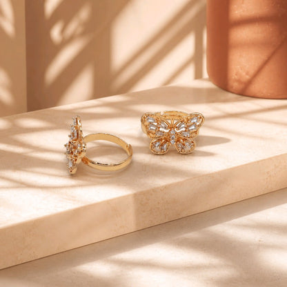 Anillo mariposa baguette
