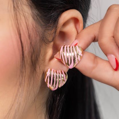 Arete corazon print rosa  Amulí