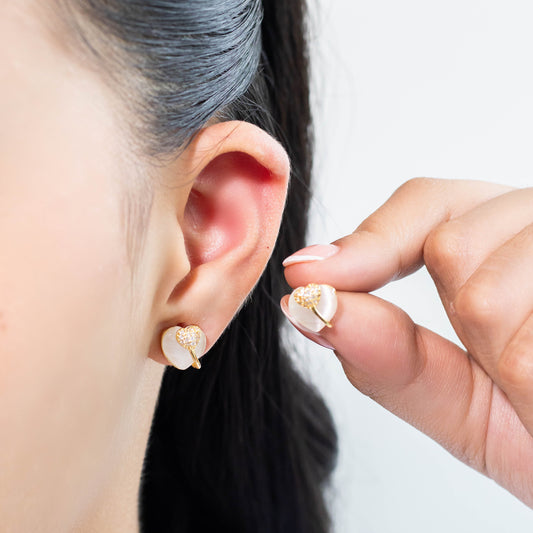 Arete corazón gema 