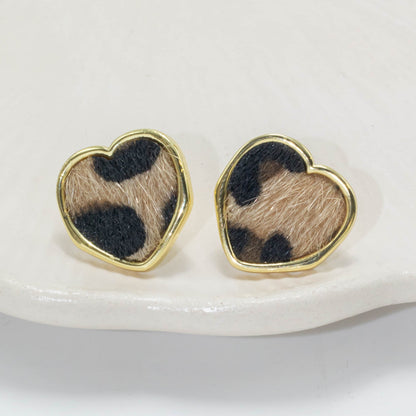 Arete corazón animal print
