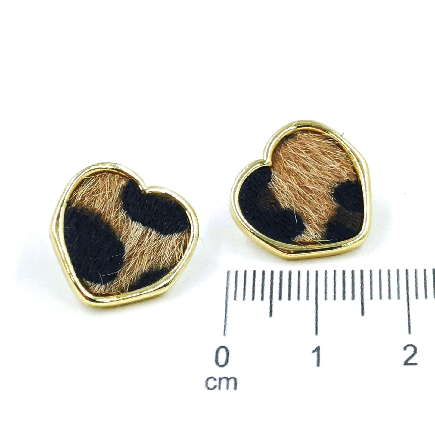 Arete corazón animal print