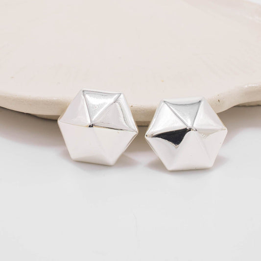 Arete rombo baño de plata