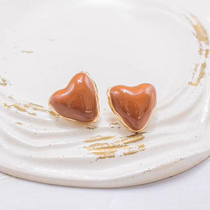 Arete corazón café