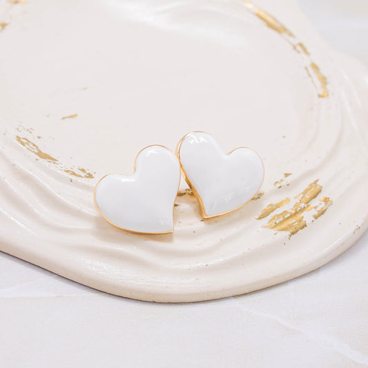 Arete maxi corazón blanco
