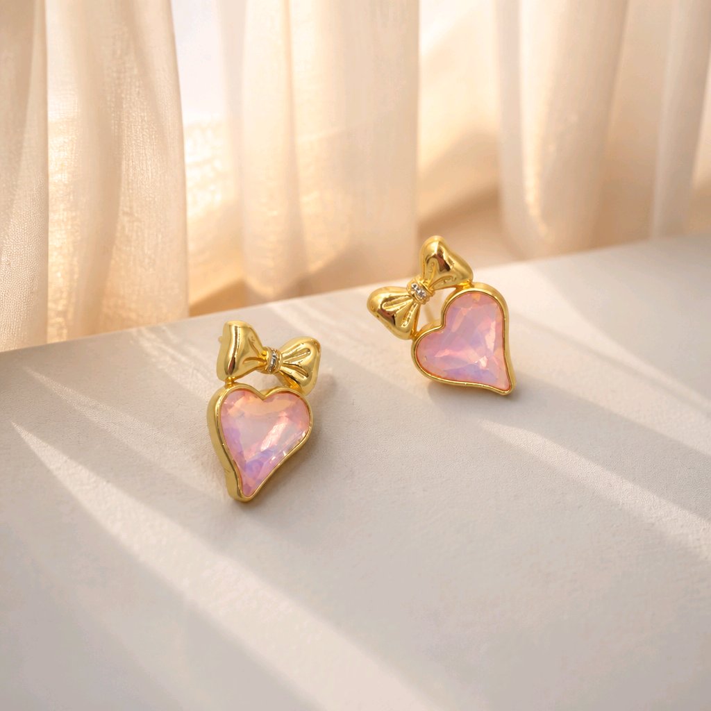 Arete corazón rosa