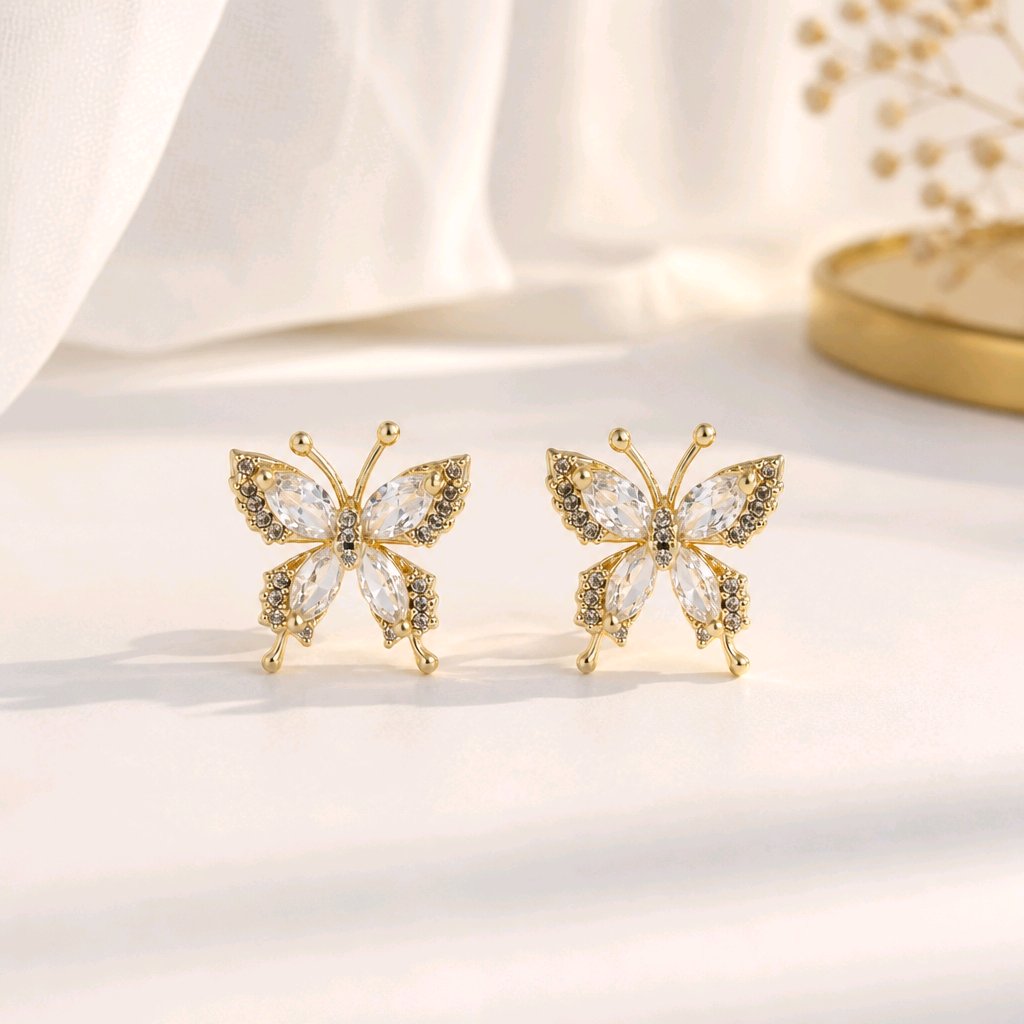 Arete mariposa cristal