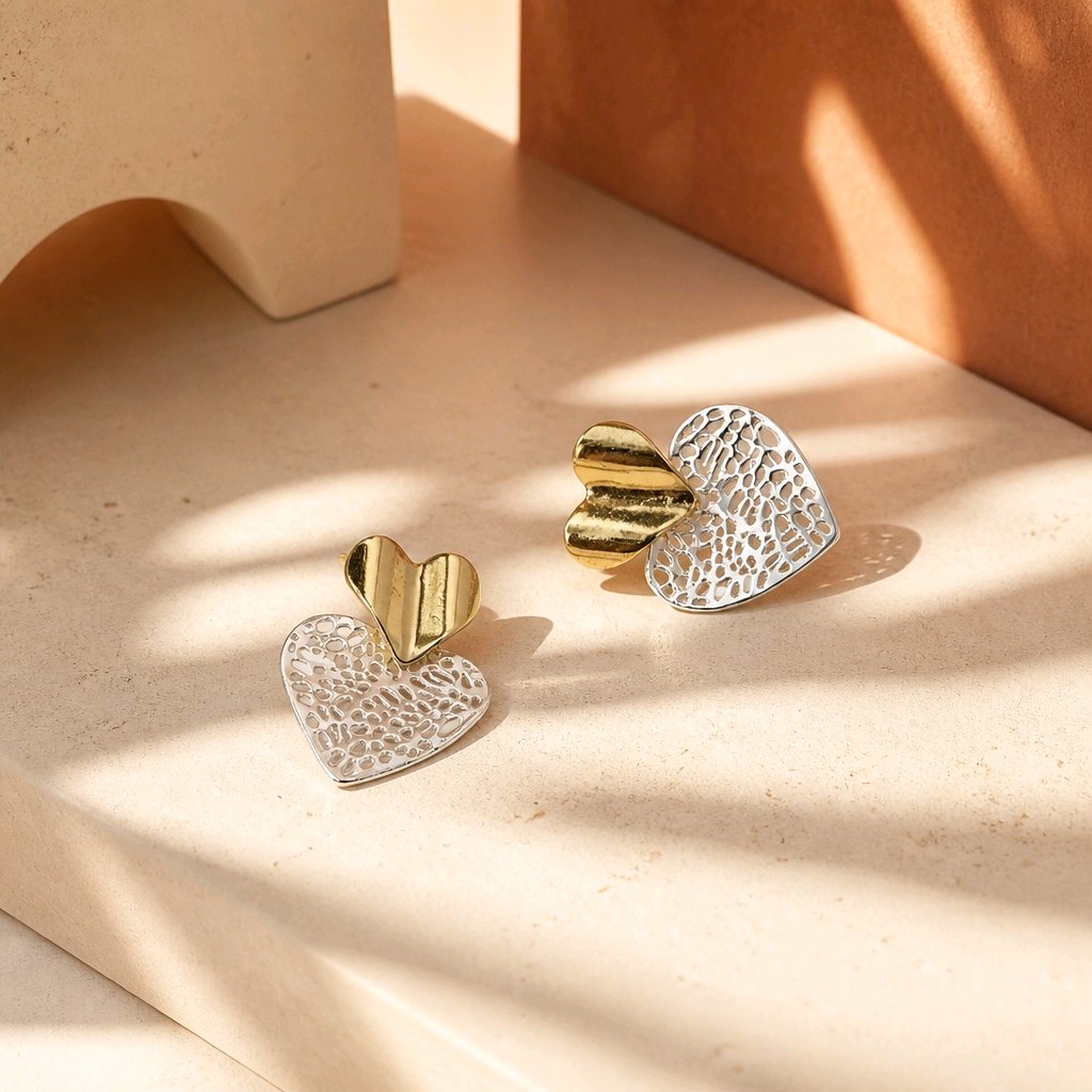 Arete corazón 2 oros