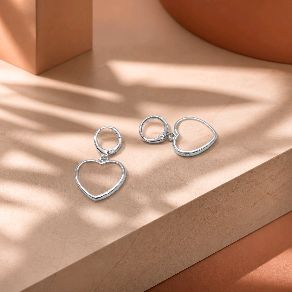 Arete corazón baaño de plata