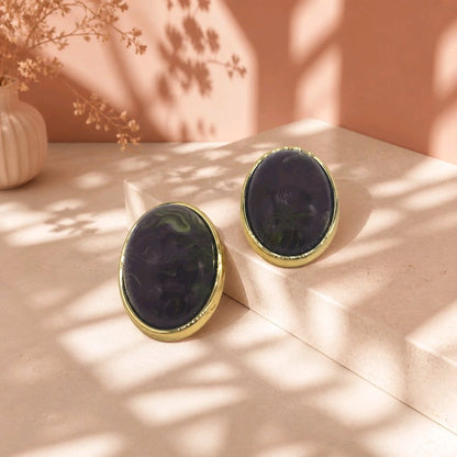 Arete óvalo verde