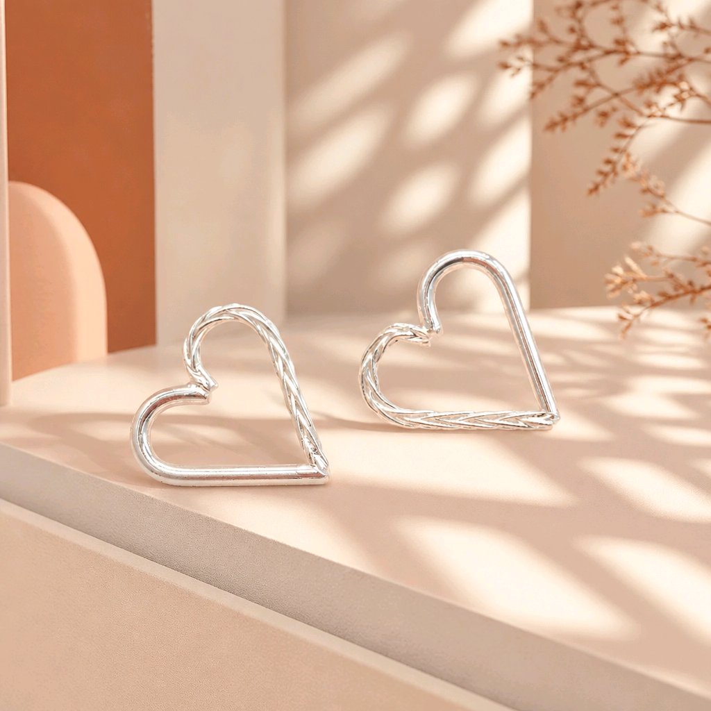 Arete corazón baño de plata
