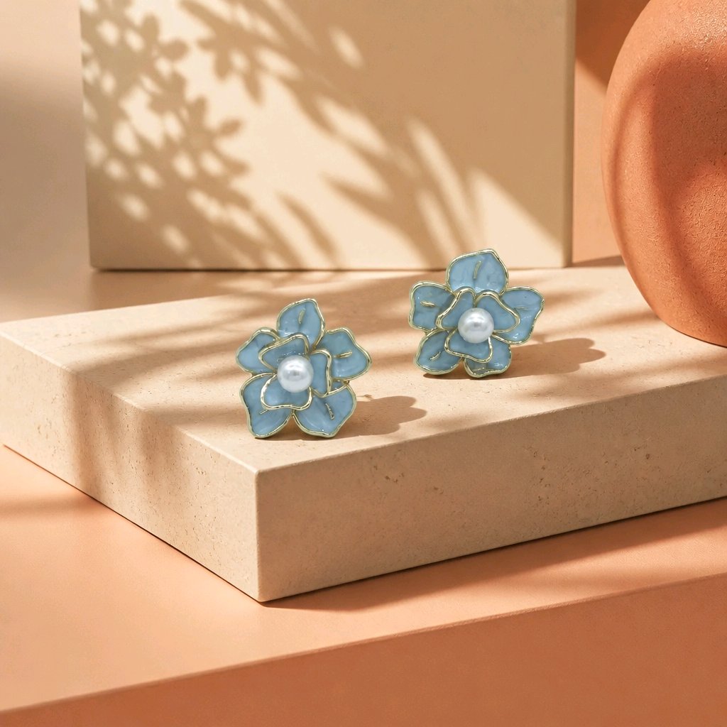 Arete flor azul