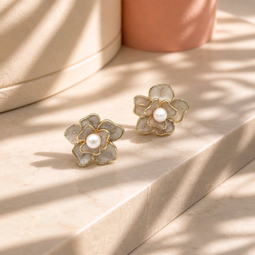 Arete flor blanca