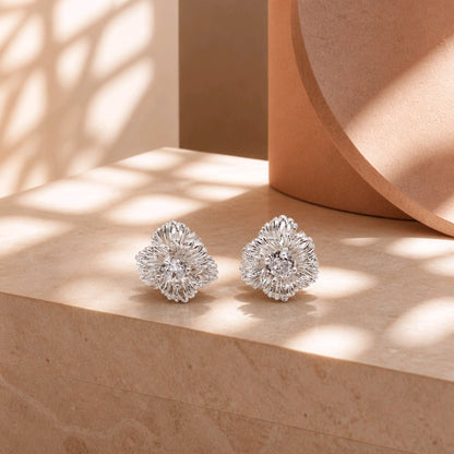 Arete flor baño de plata