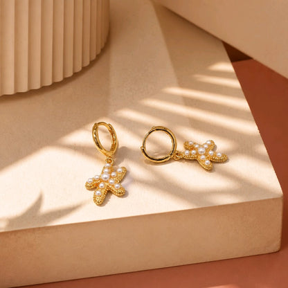 Arete estrella perlas