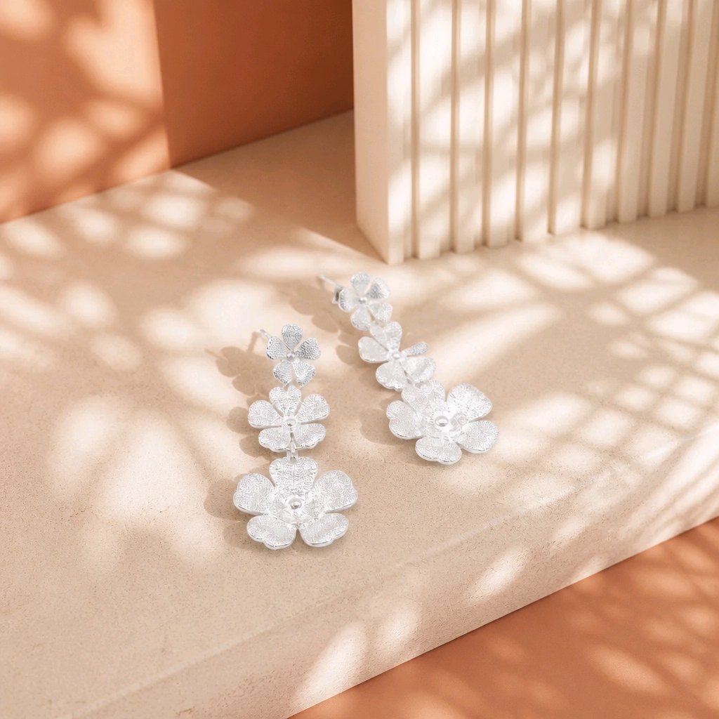 Arete flores baño de plata