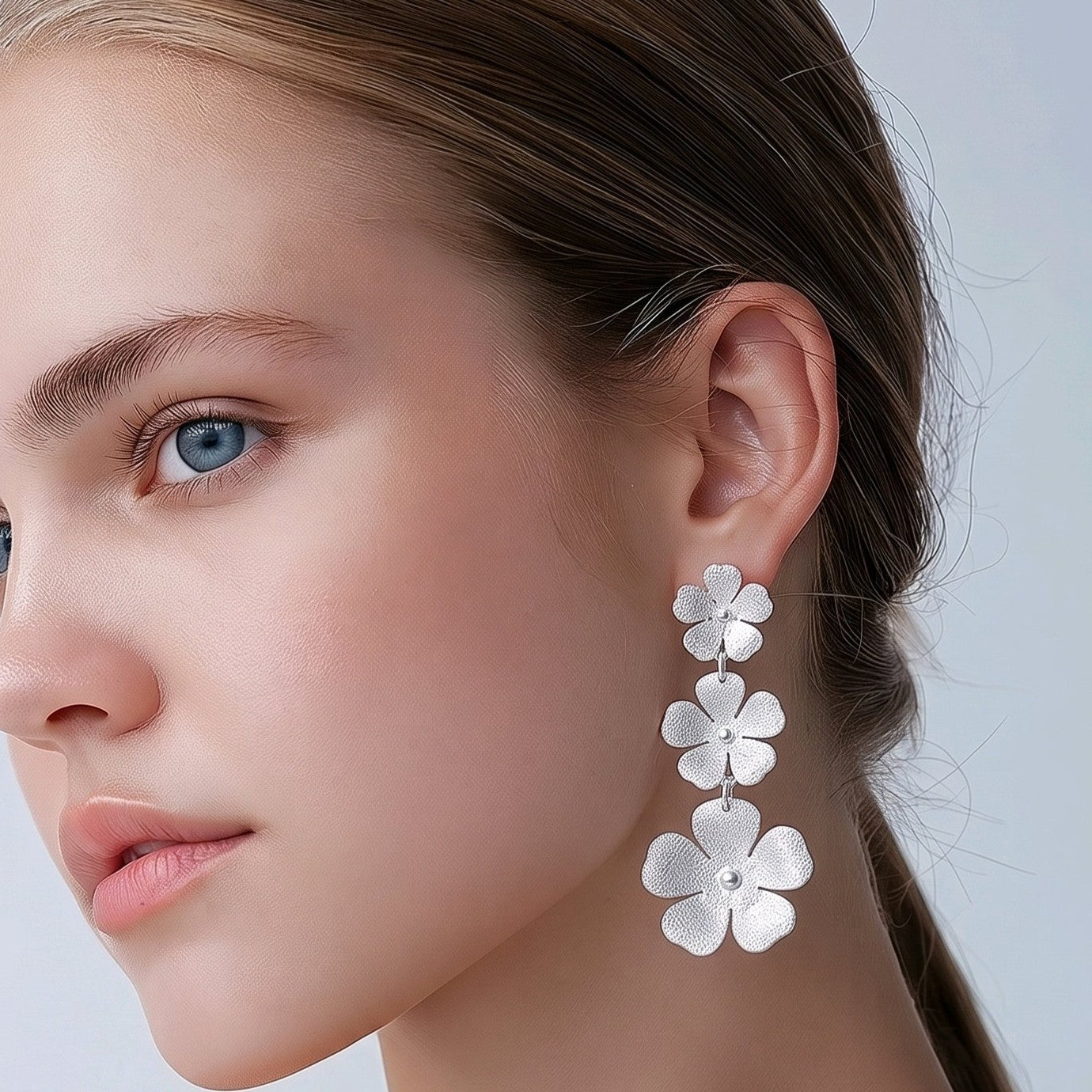 Arete flores baño de plata