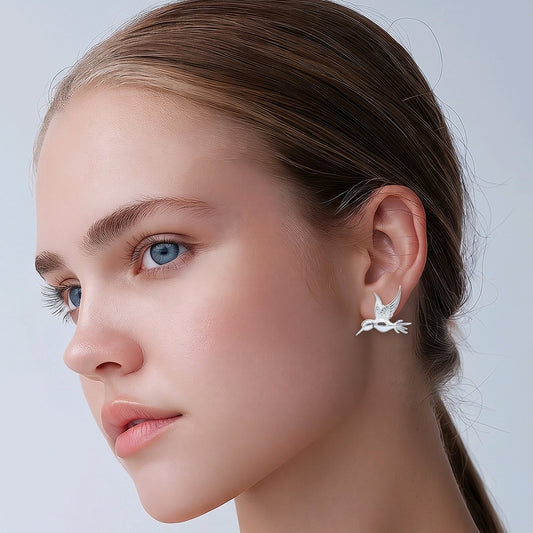 Arete colibrí baño de plata